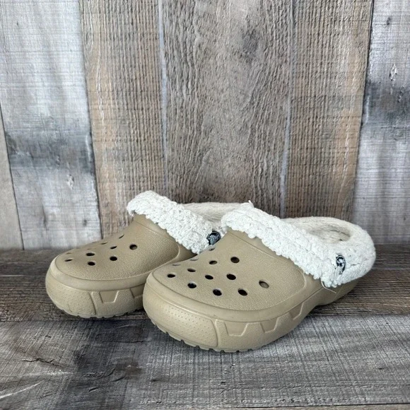 Little Kids Crocs Classic Lined Taupe Casual Comfort Slip On Clogs Shoes Size 12 - Picture 2 of 11